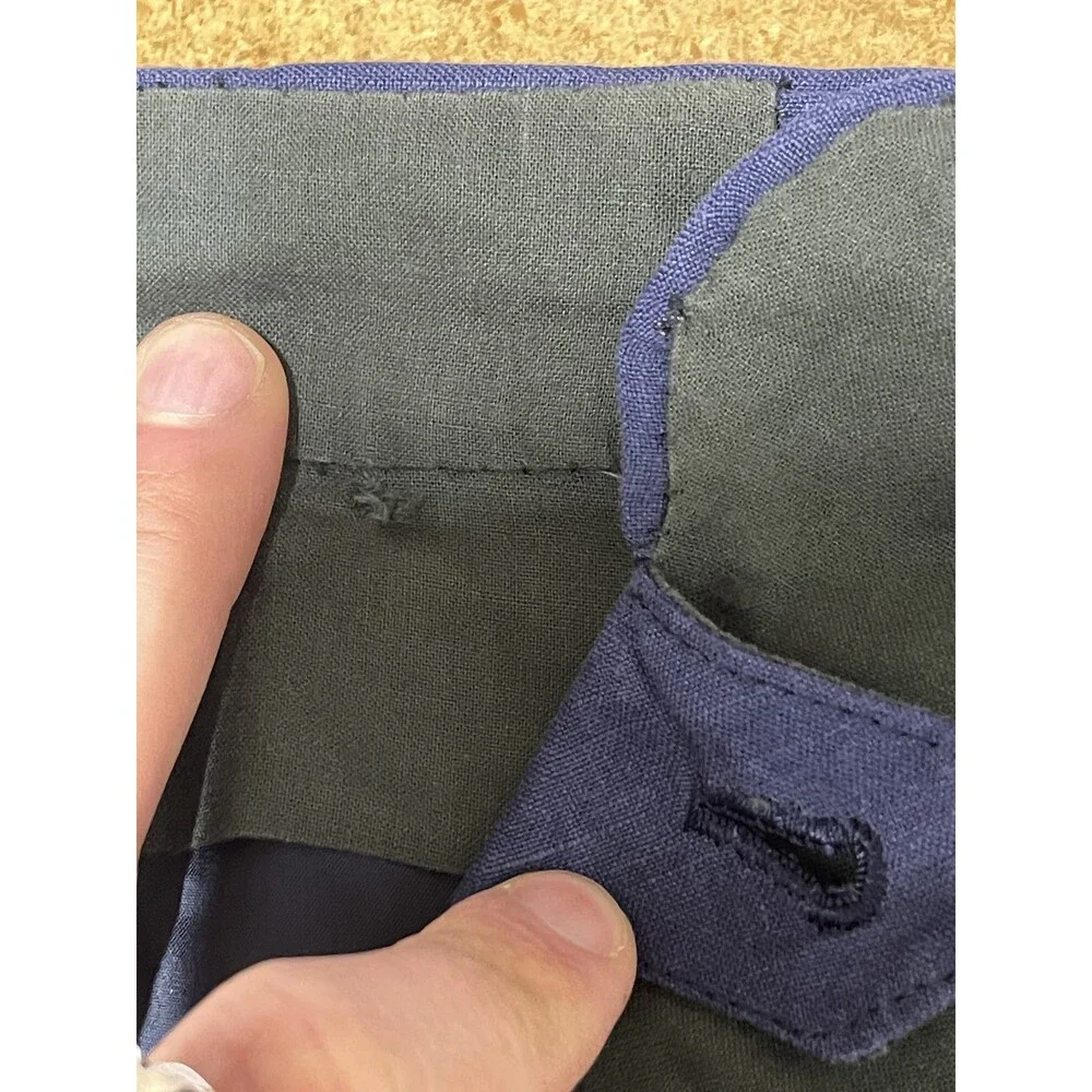 Fioravanti Linen Dress Pants Mens 36x27 Blue Flat Front Straight Leg Lightweight